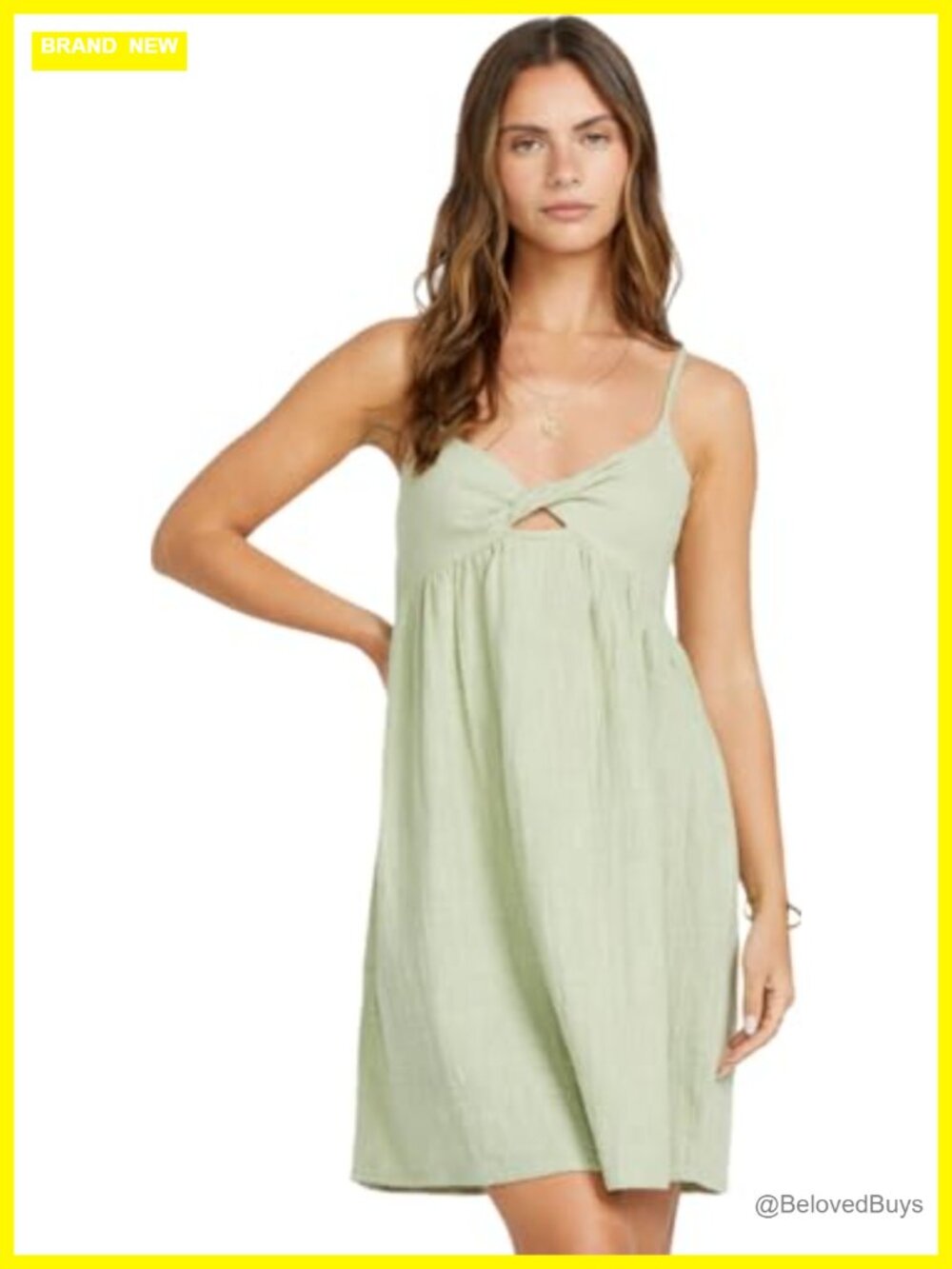 100% Cotton Twist Front A-Line Dress Sleeveless Summer Casual